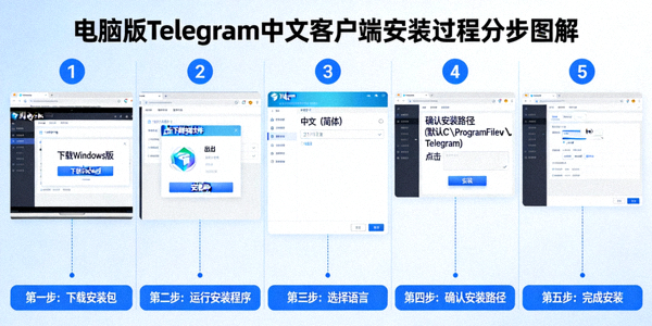Telegram电脑客户端安装向导界面分步截图