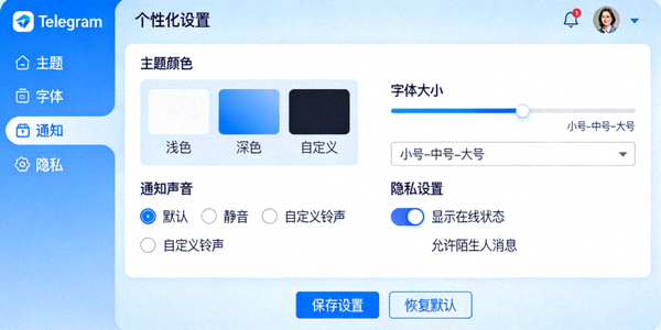 Telegram电脑版主题选择与自定义界面