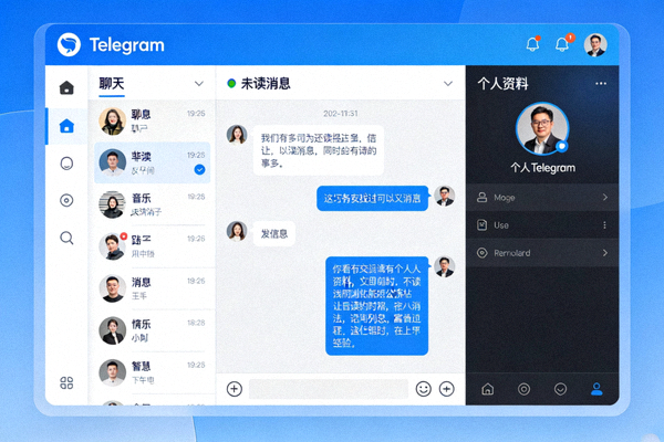 Telegram桌面版成功切换为中文界面后的主界面展示